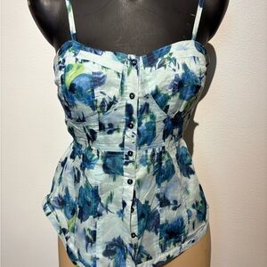 LC Lauren Conrad Blue and White Bustier Bodysuit